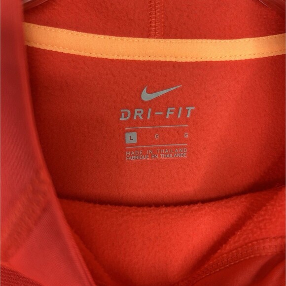 Nike Hoodie Women's Large Coral Red Dri Fit Fleece Training Swoosh Sweatshirt - Picture 6 of 11
